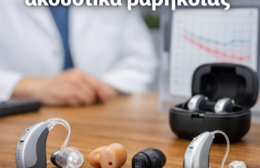 Ειδικός ρυθμίζει-εφαρμοζει ακουστικά βαρηκοΐας σε ασθενή