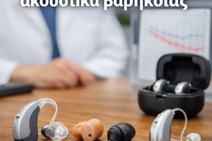 Ειδικός ρυθμίζει-εφαρμοζει ακουστικά βαρηκοΐας σε ασθενή